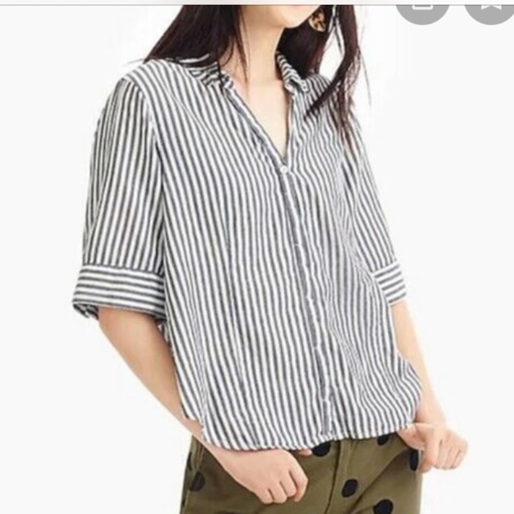 JCrew short sleeve striped blouse xs - Picture 3 of 11